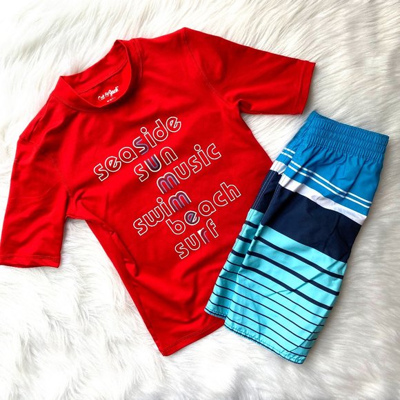 Cat & Jack Other - Cat & Jack Rashguard Swim Top & Old Navy Swimtrunk